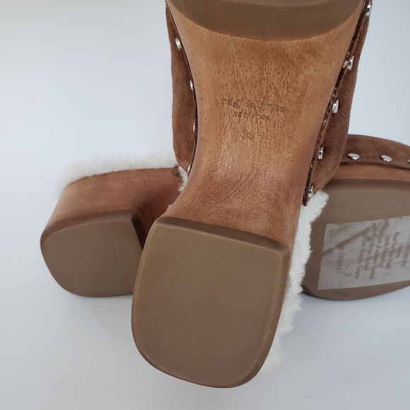 rag & bone New York suede clogs brown with white lining NWOB size 36 - Picture 4 of 9